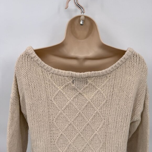 Stussy Knit Sweater Womens Medium Cream Cotton Wool Blend Pearl Detail Vintage - Picture 7 of 8